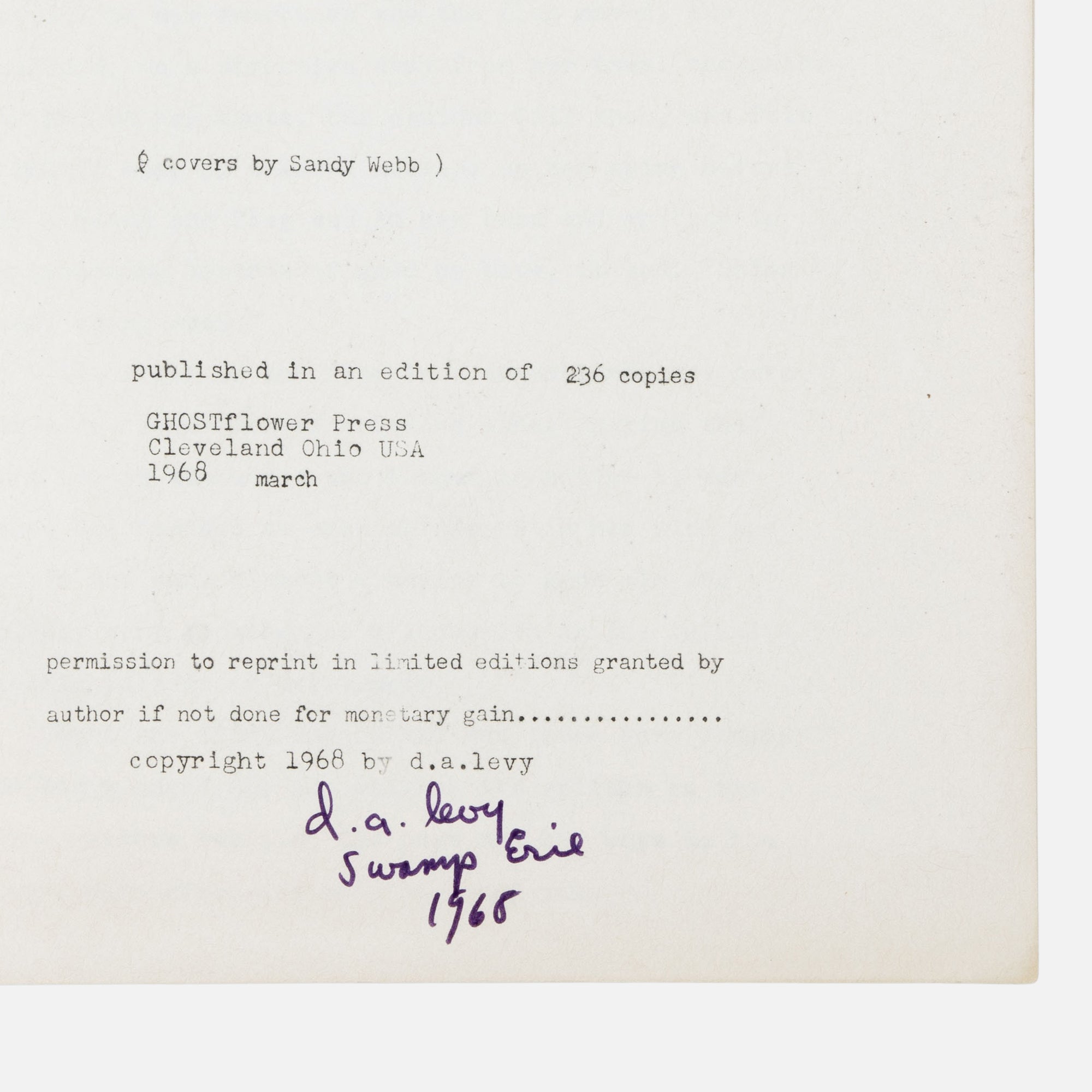 D.A. Levy, The Beginning of Sunny Dawn, Signed