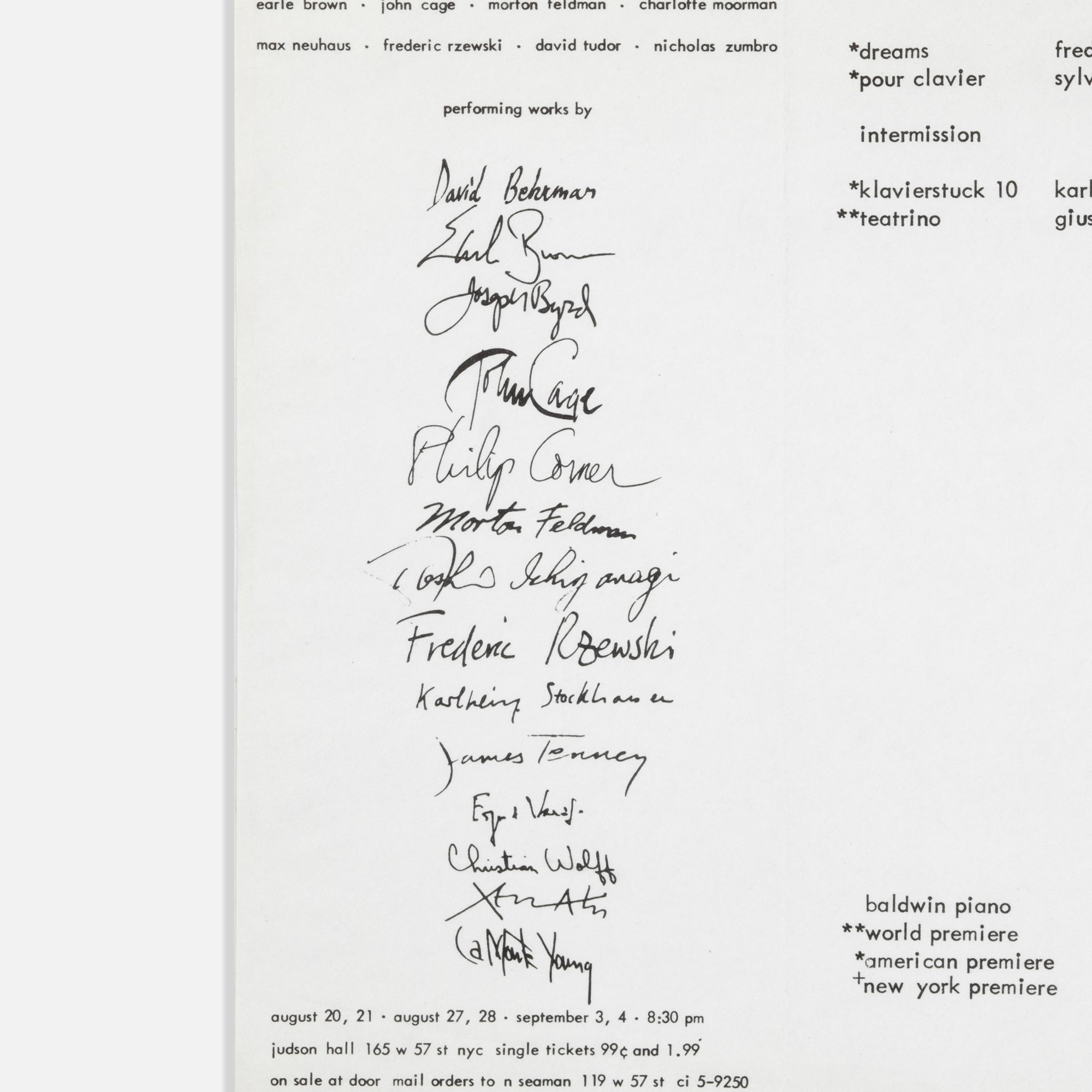 John Cage, et al., 6 Concerts '63, Program