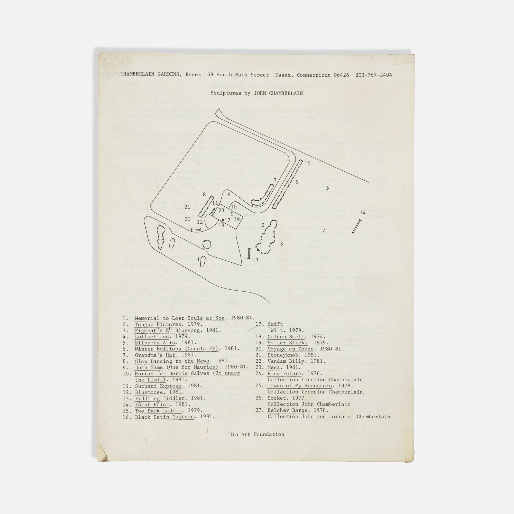 DIA Art Foundation, John Chamberlain, Chamberlain Gardens, Map