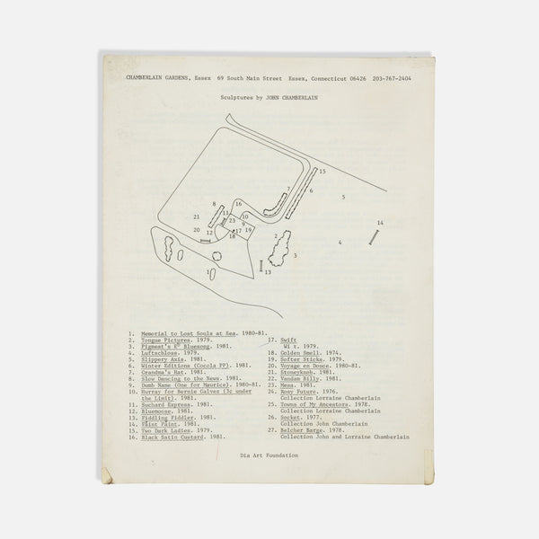 DIA Art Foundation, John Chamberlain, Chamberlain Gardens, Map