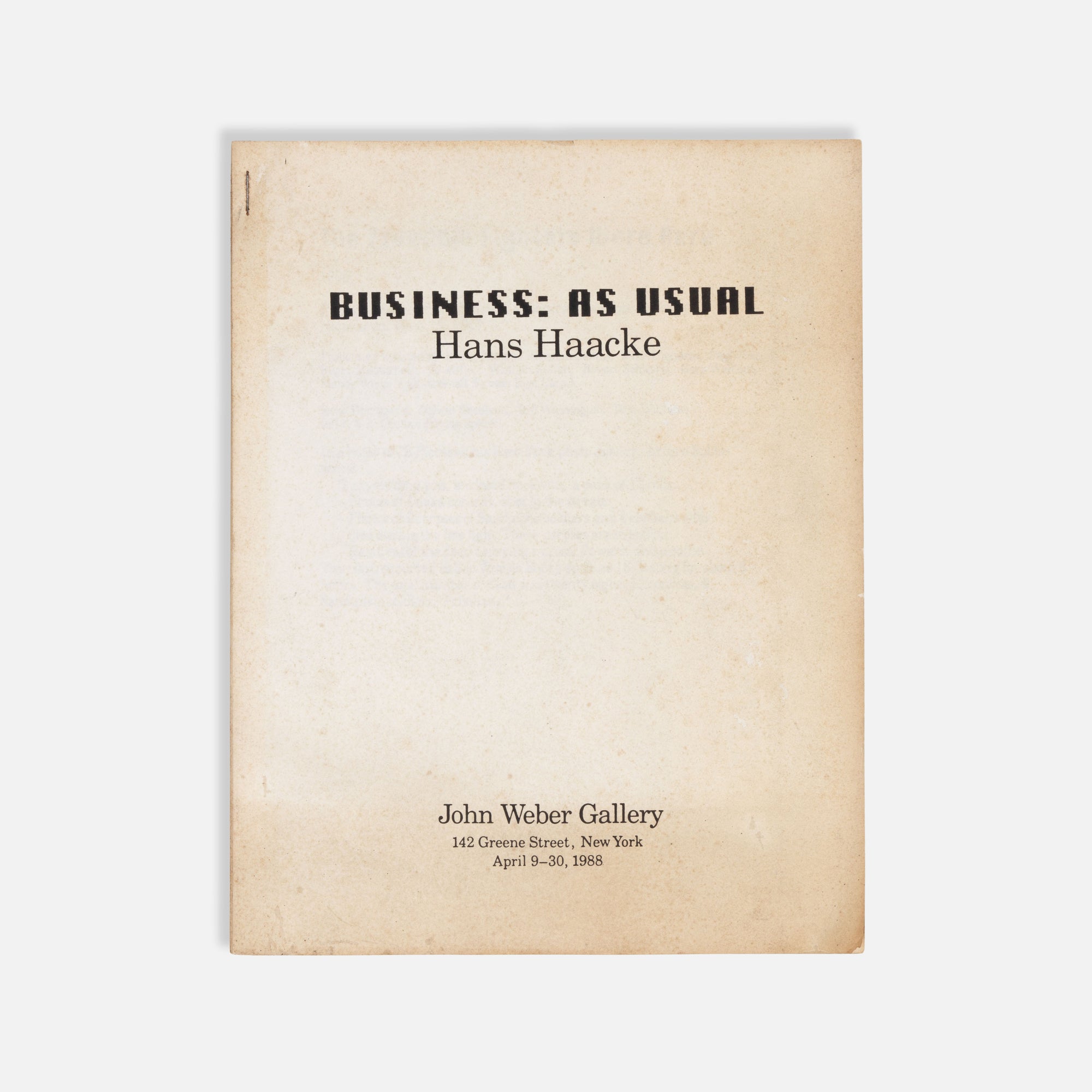 Hans Haacke, Business: As Usual