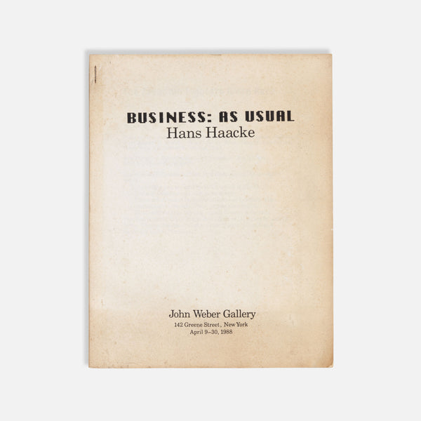 Hans Haacke, Business: As Usual