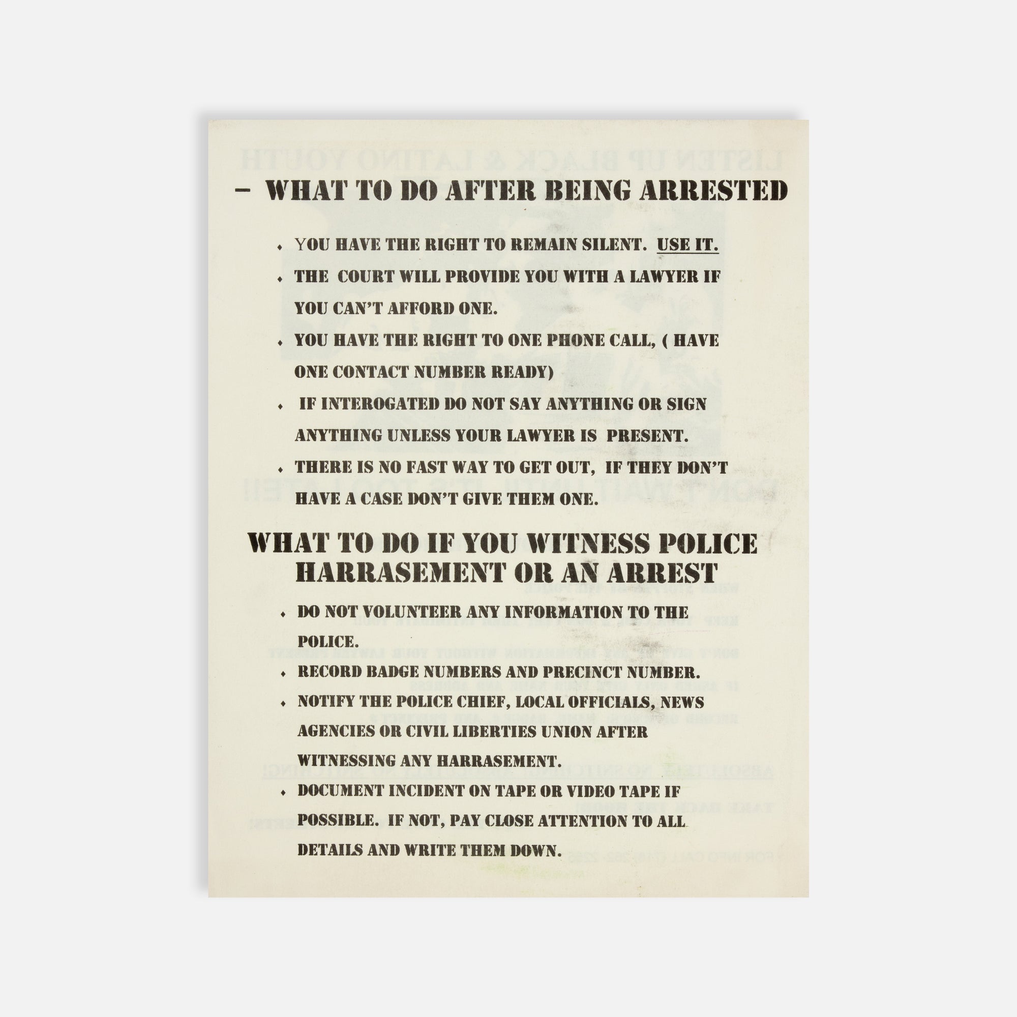 Racial Profiling, Know Your Rights Flyer